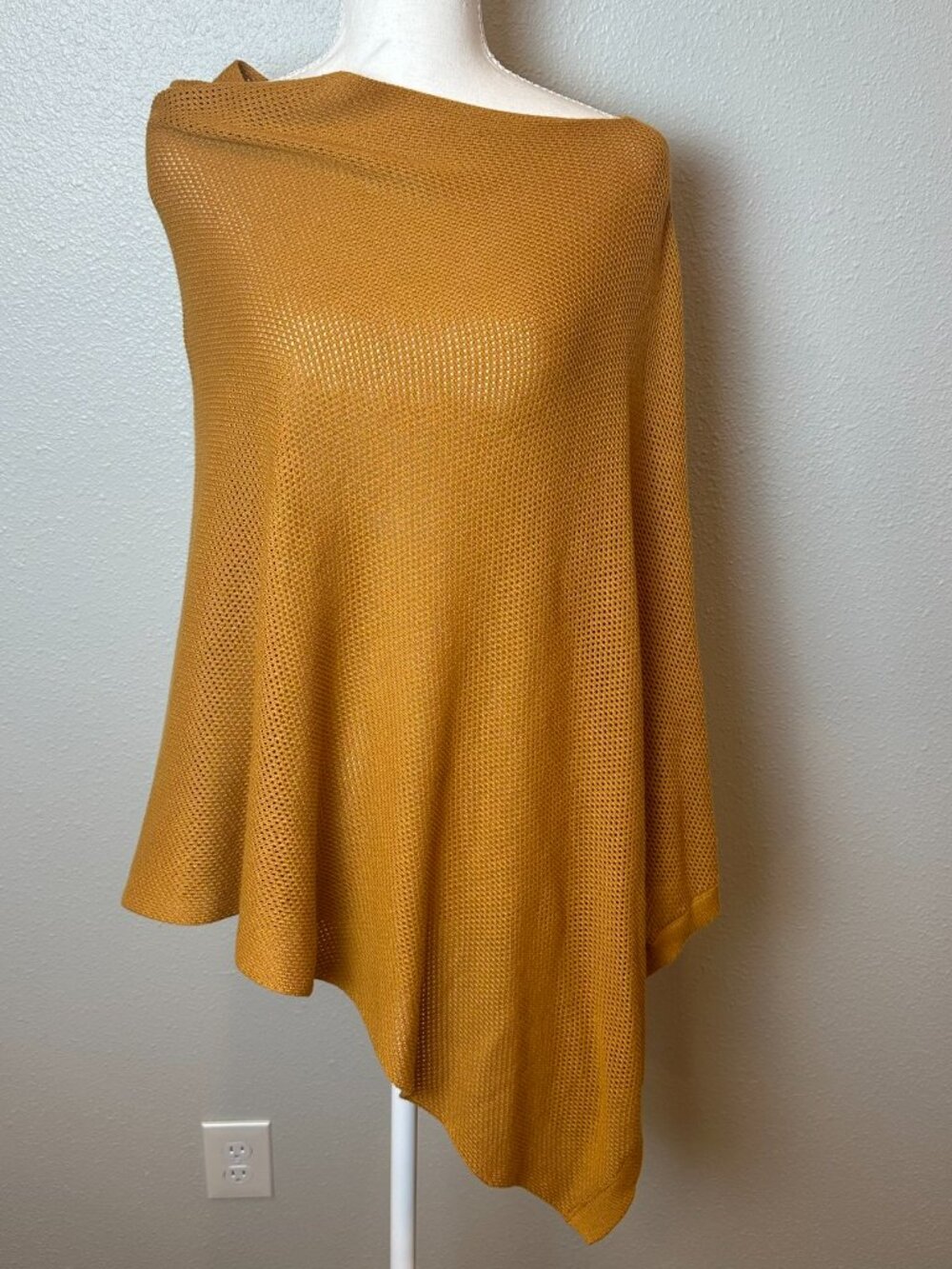 Quince Cotton Cashmere Nursing Shawl Amber Asymmetrical Knit Wrap Poncho OS